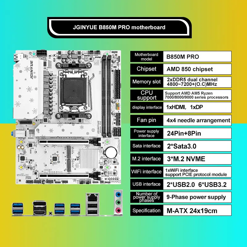 Placa-Mãe JGINYUE B850M Pro co - X870E Atx Motherboard avaliação e preço